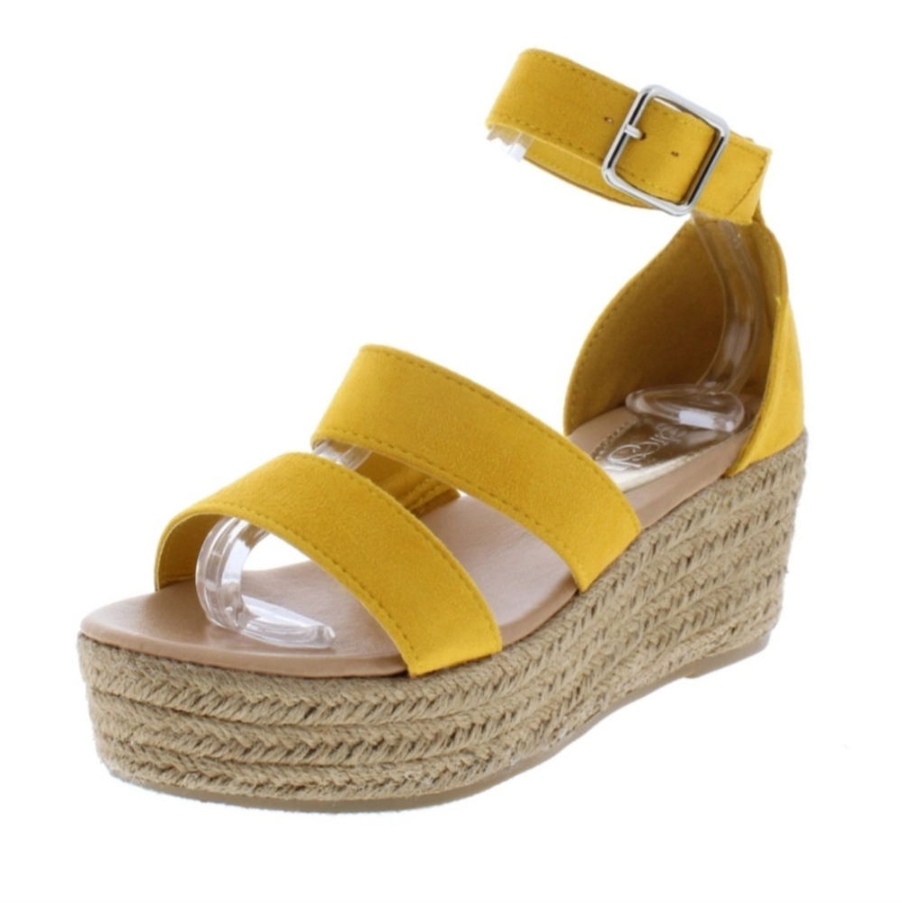 NEW! Refresh Melrose-04 Espadrille Wedge Ankle Strap Yellow Sandals